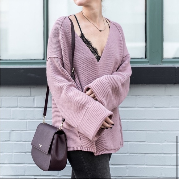 Tobi oversized mauve v-neck sweater size L - Picture 4 of 12